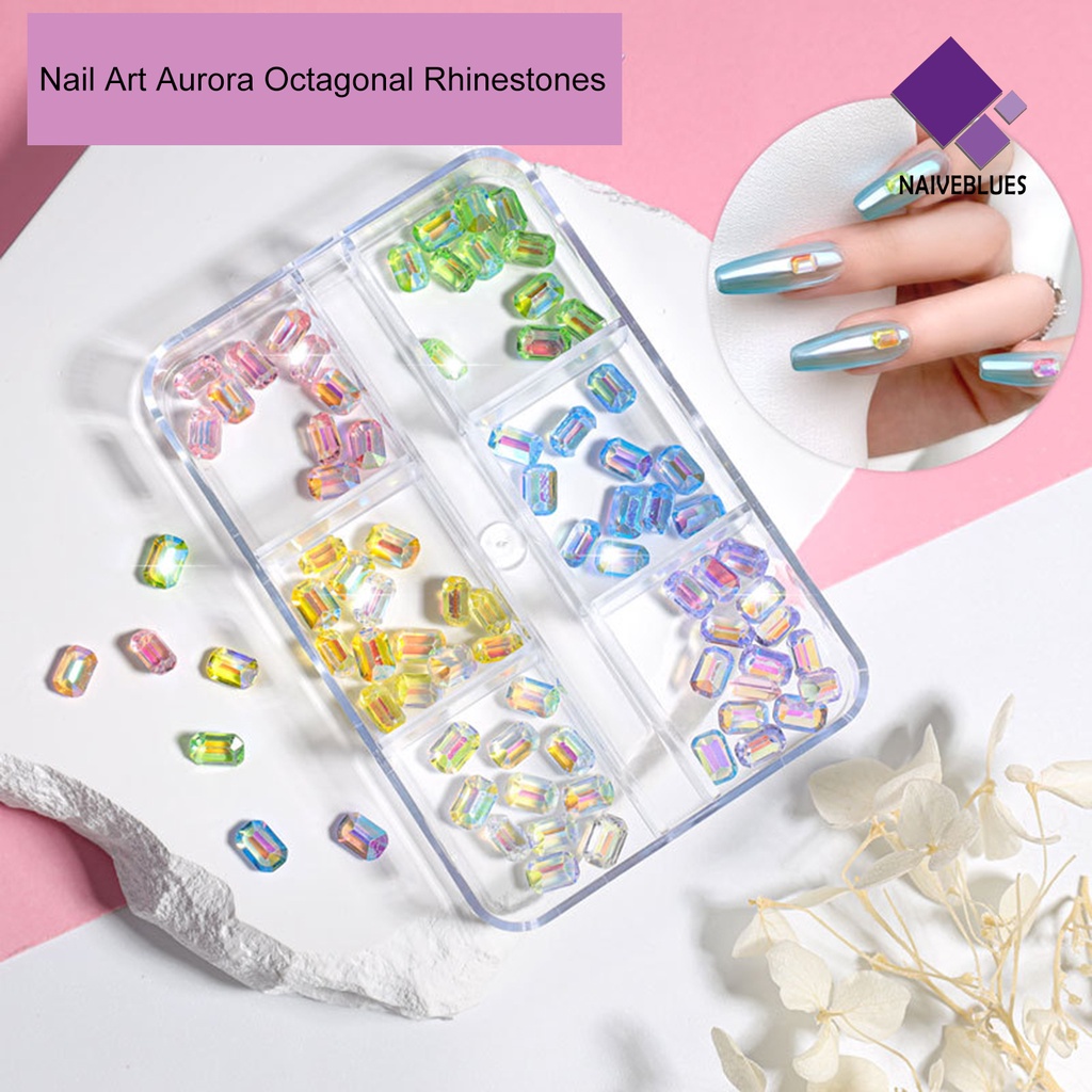 [naiveblues] 1kotak Nail Art Berlian Imitasi Bersinar Tiga Dimensi Glitter DIY Mini6Delapan Imitasi