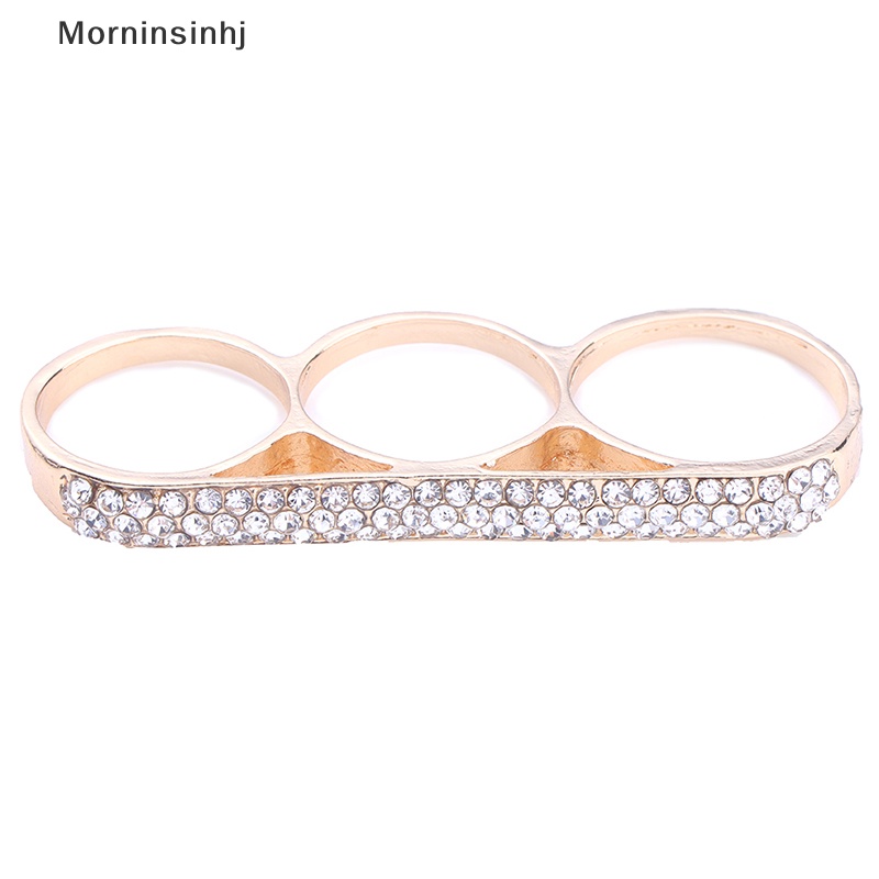 Mornin Fashion Tiga Jari Knuckle Duster Ring Minimalis Stainless Steel Bar Ring Perhiasan Hadiah id