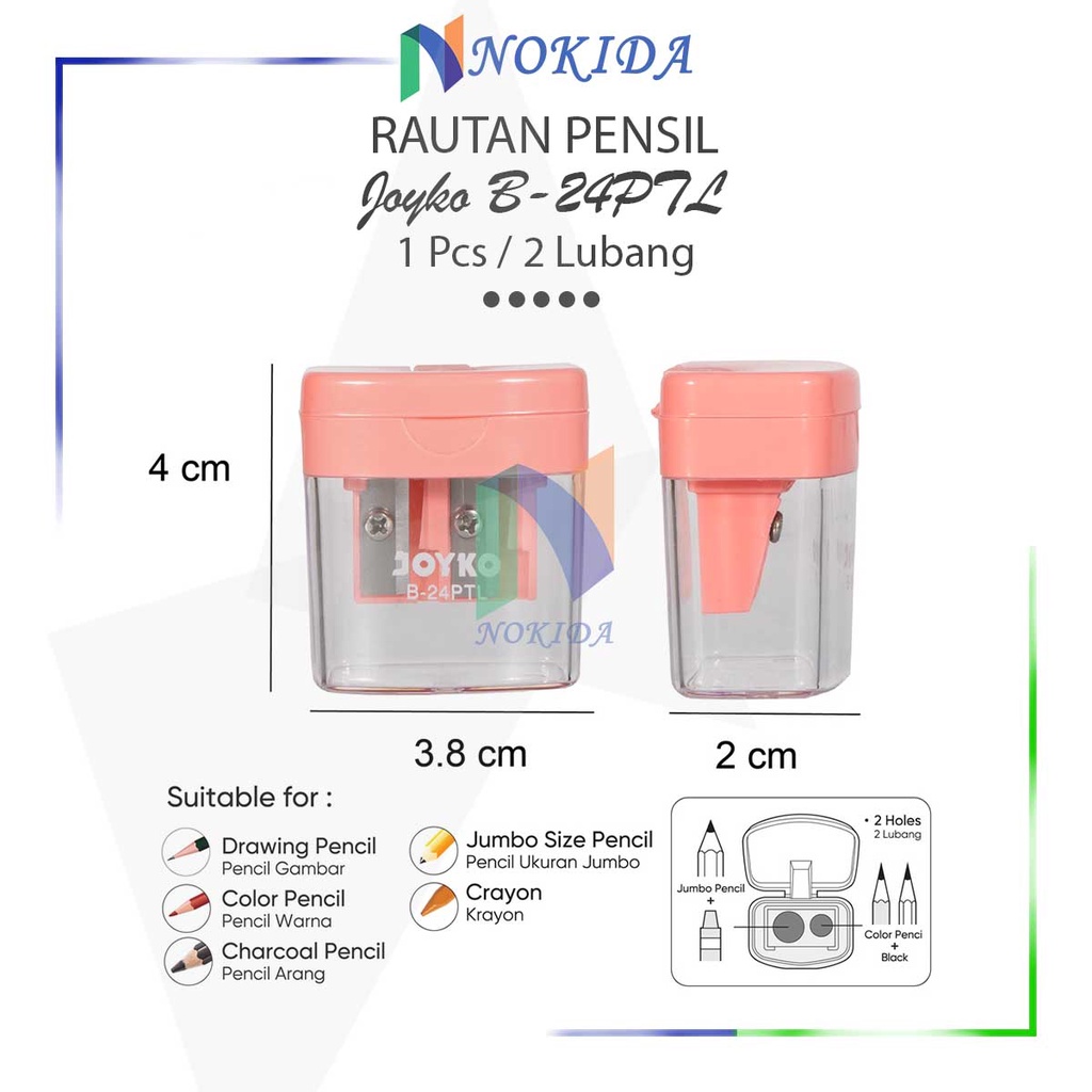

Nokida Rautan Pensil 2 Lubang B-24PTL Joyko [1 Pcs] Pencil Sharpener / Serutan Pinsil Kerokan Pengsil Pingsil 2 In 1 Joyko