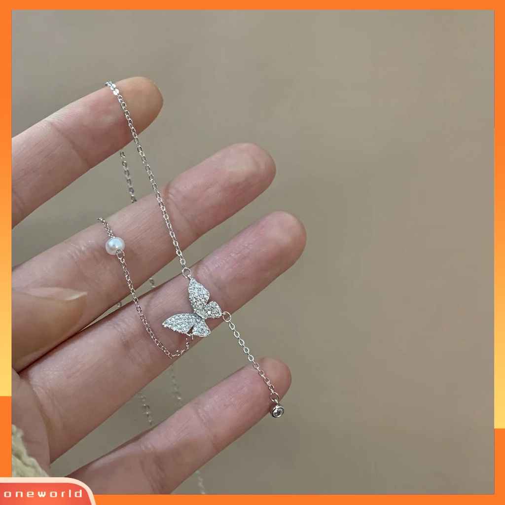 [EONE] Wanita Kalung Kupu-Kupu Rumbai Perhiasan Bersinar Gaya Korea Choker Necklace Untuk Perjamuan Pernikahan Prom