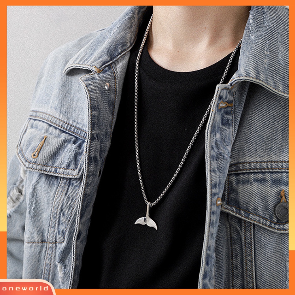 [EONE] Liontin Kalung Hip Hop Geometris Electroplating Kilau Terang Tidak Luntur Hias Hadiah Pria Wanita Ekor Ikan Paus Choker Kalung Sweater Rantai Untuk Pacaran