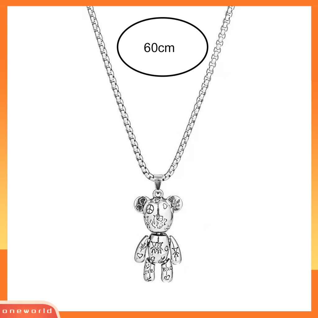 [EONE] Pria Kalung Hip Hop Punk Sendi Bergerak Hypoallergenic High Gloss Hadiah Fashion Perhiasan Robot Beruang Liontin Sweater Necklace Untuk Pesta