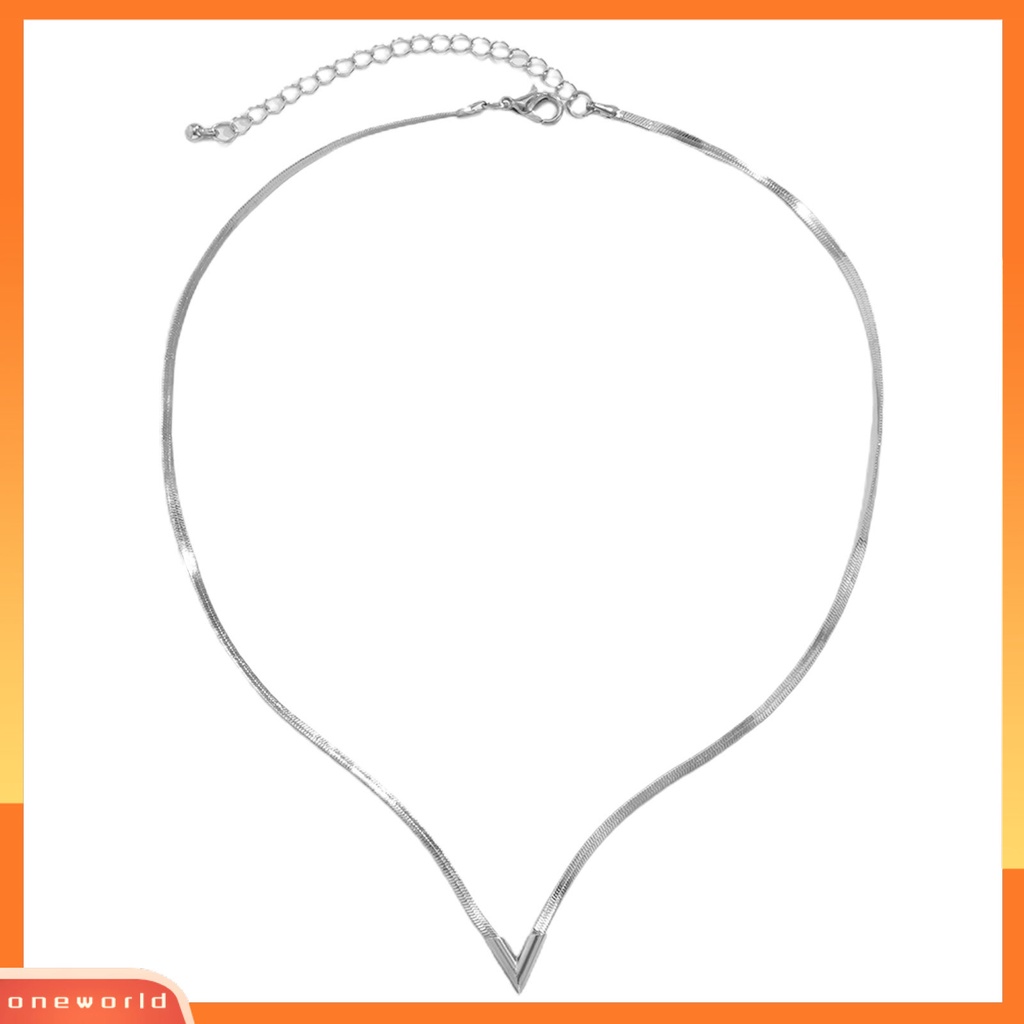 [EONE] Adjustable Dipanjangkan Rantai Oblate Pria Kalung Berbentuk V Pesona Choker Kalung Perhiasan Aksesoris