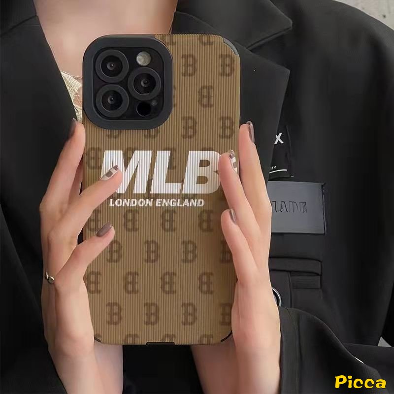 IPHONE Casing Ponsel Merek Kompatibel Untuk Iphone11 14 Pro Max7 8 Plus XR 12 13 14 Pro MAX 7Plus 8Plus X XS MAX Merek Trendi Mewah Tekstur Kulit Silikon Lembut Casing Shockproof