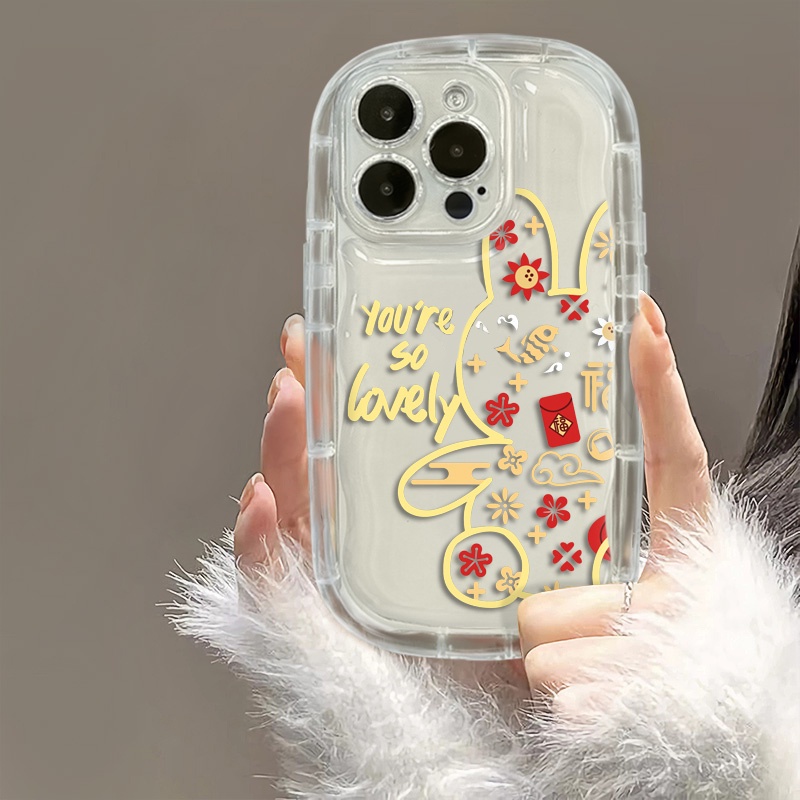 Kelinci Lucu Shockproof Phone Case Kompatibel Untuk IPhone Casing13 11 14 12 Pro XS Max X XR 7 +8 Plus Cover Silikon TPU Transparan Lembut