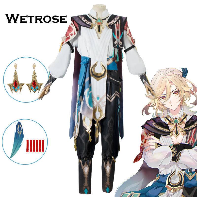 【Wetrose】 Genshin Impact Cos Pria Kaveh Cosplay Game Costume Kostum Suit Set