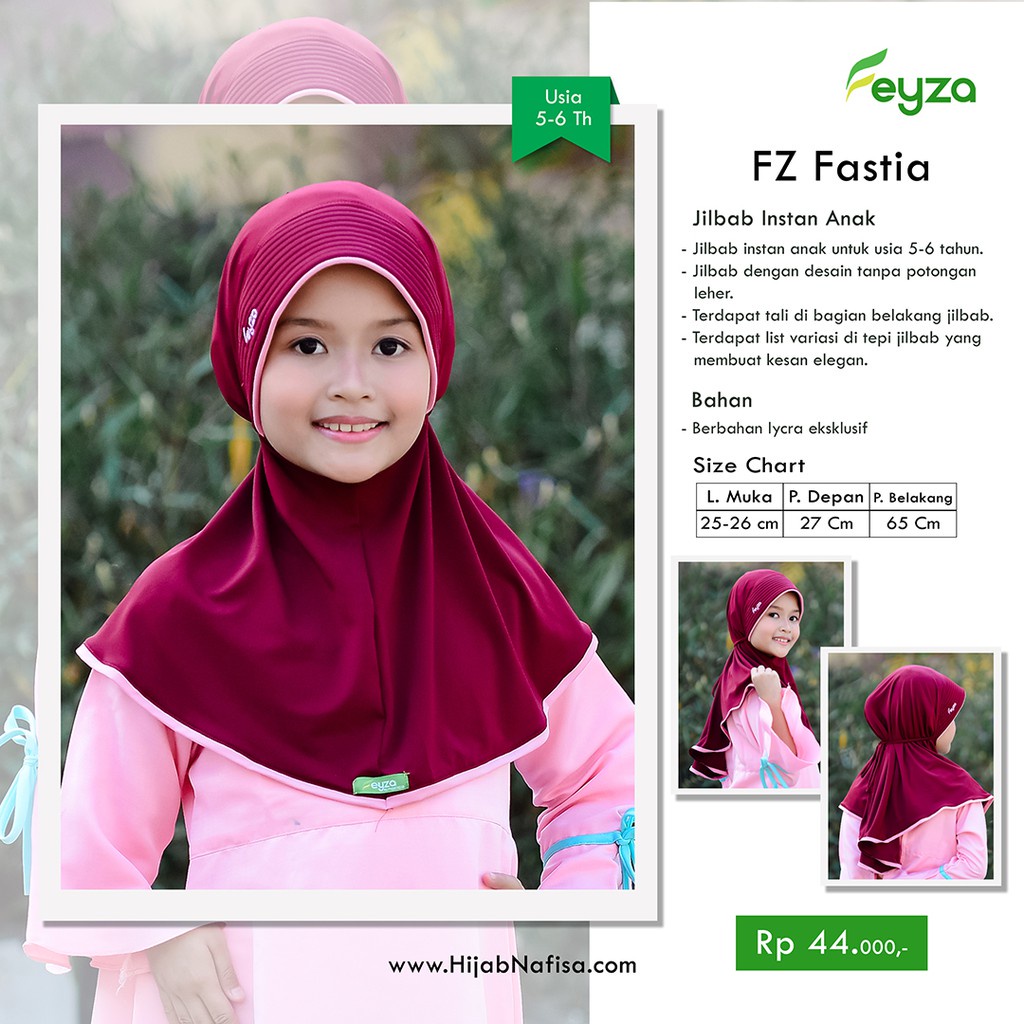 Kerudung Anak Usia 5-6 Tahun Jilbab Instan Anak Feyza Fastia - Hijab Instan Anak Tali Belakang