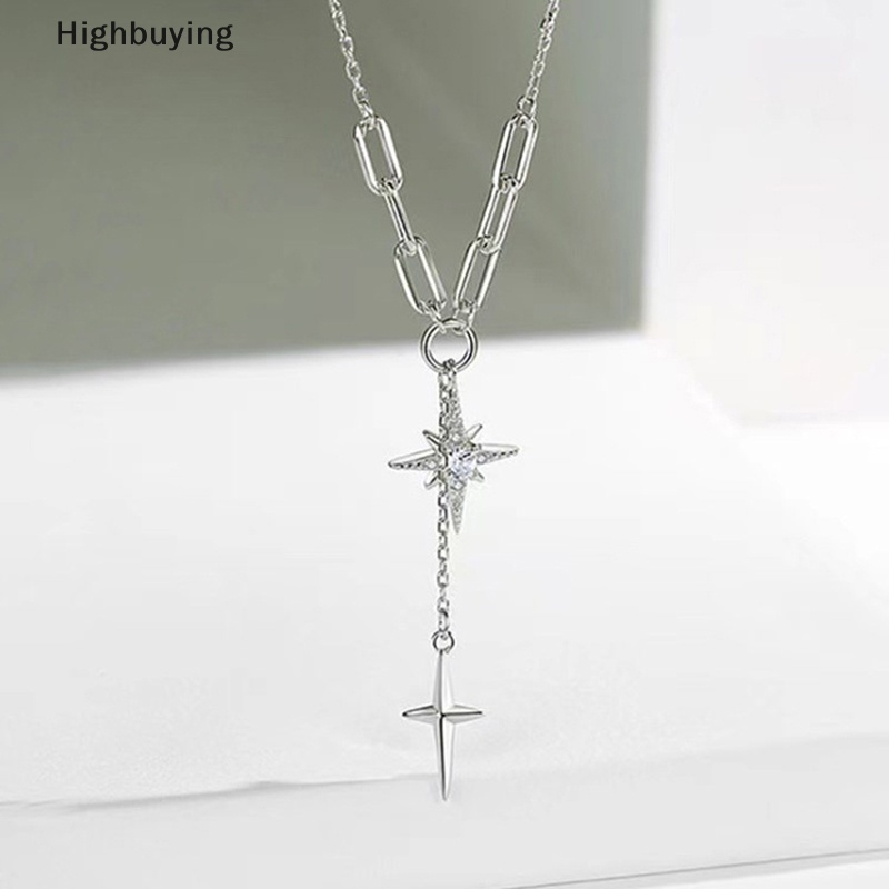 Hbid Fashion Kalung Rantai Klavikula Warna Silver Hip Hop Kalung Liontin Geometris Sederhana Untuk Hadiah Pesta Perempuan Glory