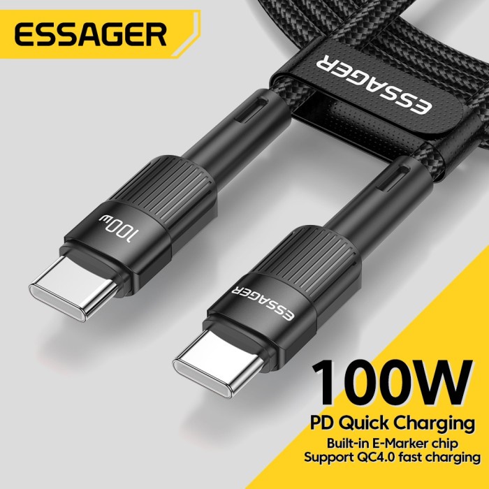 Essager Kabel Data Fast Charging PD 60W 3A/100W 5A Type C to Type C Quick Charge 4.0