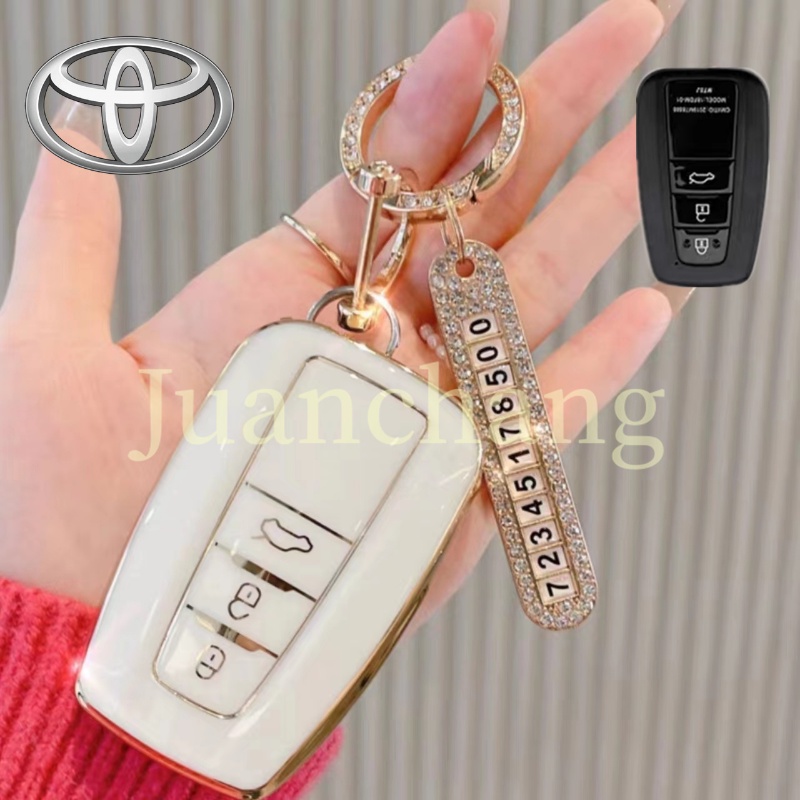 3kunci TPU Cover Kunci Mobil Untuk Toyota Highlander XLE Corolla LE Cross Hybrid Camry Trd2019Rav4 Avalon Camry CHR Corolla RAV4 Avalon Aksesoris Mobil