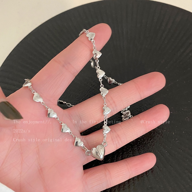 Kalung Jantung Magnetik Untuk Wanita Indah Perak Splice Rantai Choker Aksesoris Fashion Perhiasan