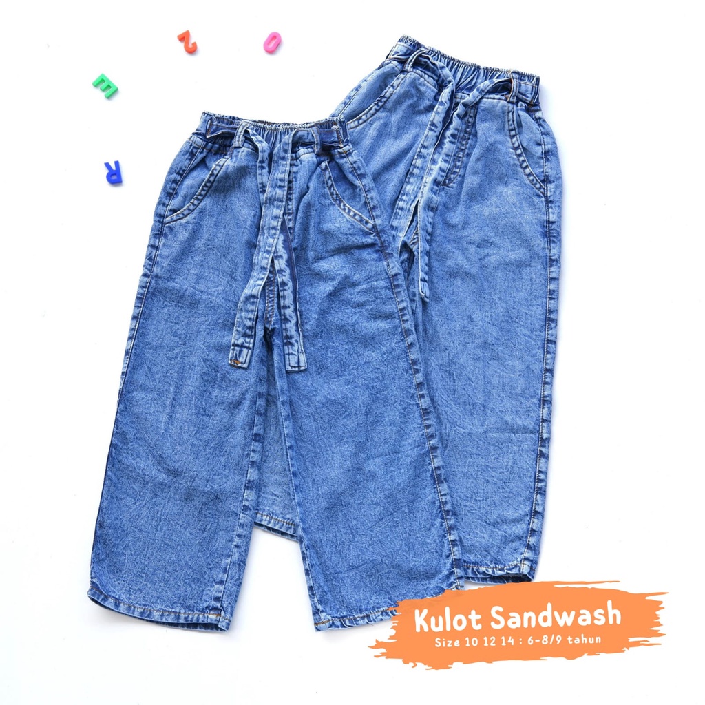 Celana Kulot Jeans Sandwash Cewek Perempuan 6-9 Tahun