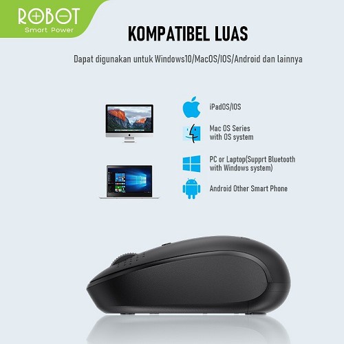 Mouse Robot M360 Black Silent Bluetooth + Wireless 2.4GHz