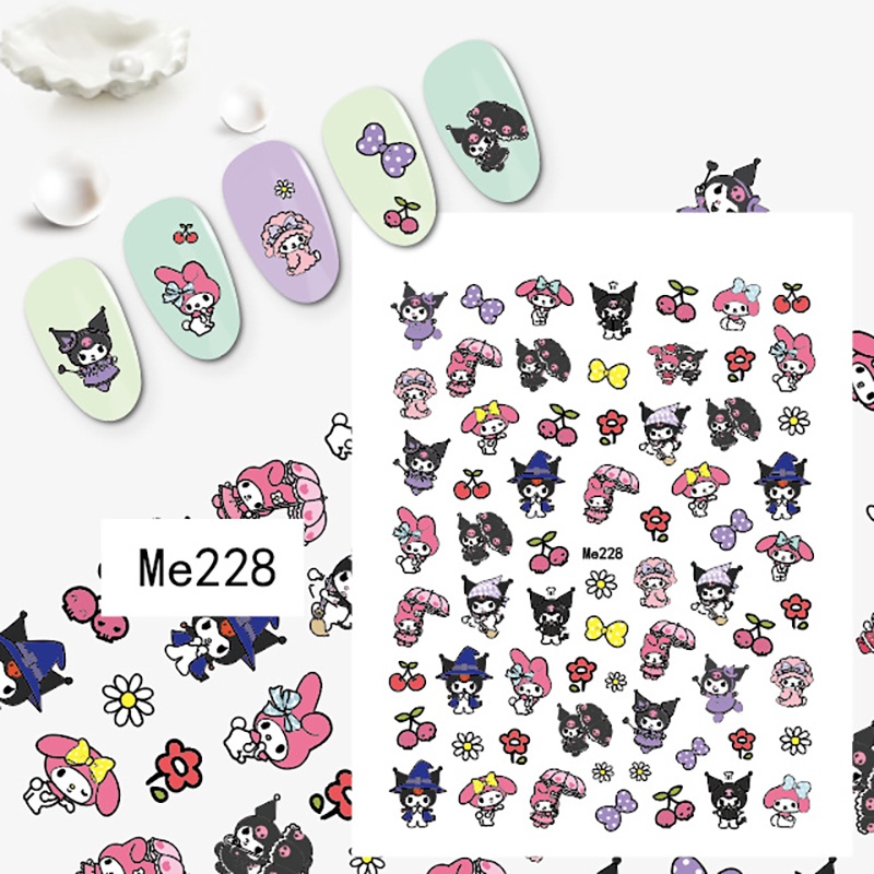[Harga Grosir] [Unggulan] 1lembar Kartun Lucu Kuromi Melody Nails Stiker 3D Sanrio Anime Nail Tape Perekat Transfer Air Nail Decal Manicure Art Dekorasi Alat Makeup Kuku