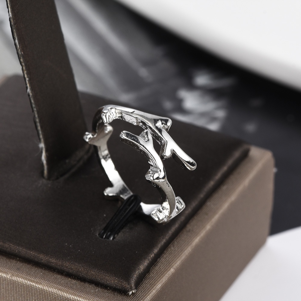 Fashion Sederhana Tanduk Dapat Disesuaikan Terbuka Cincin Untuk Wanita Dan Pria/Hati Berongga Wanita Glossy Jari Cincin/Pasangan Cincin/Perhiasan Wanita Populer