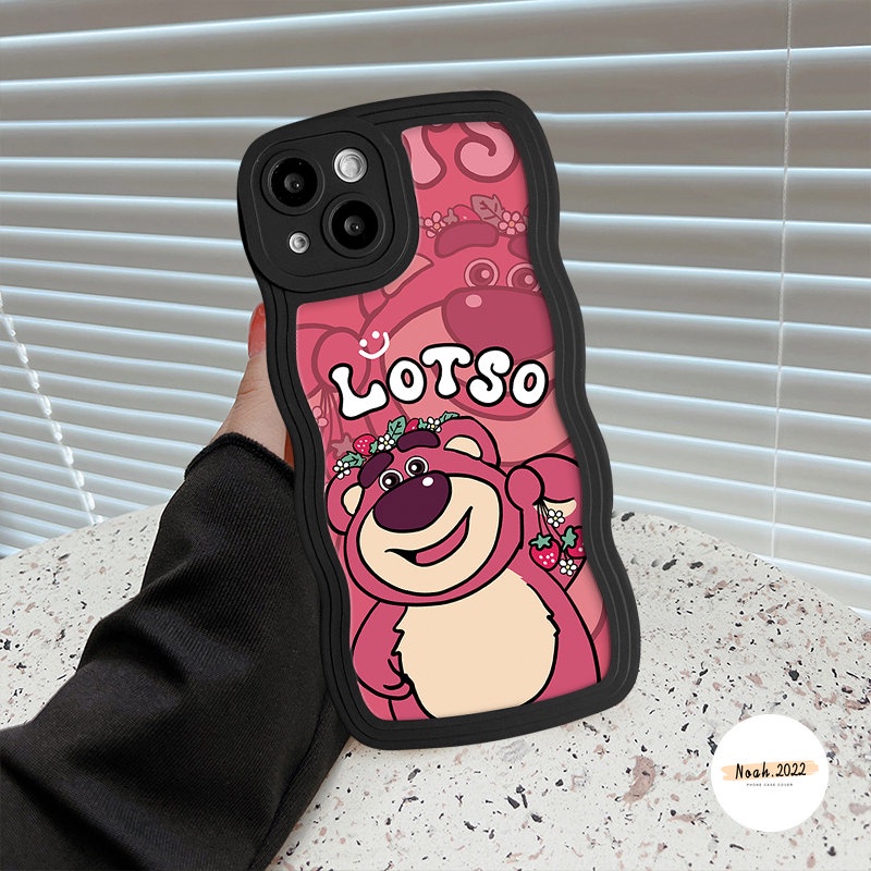 Casing Tepi Bergelombang Kartun Untuk Realme C53 C25s C25Y C35 C11 C55 C21Y C25 C15 C12 C17 C3 9 10 8 5s 8i 5 8Pro 9i 7 9Pro+7i 6i 5i C33 C30 C20 C20A Cute Strawberry Bear Manyo Lembut Sarung