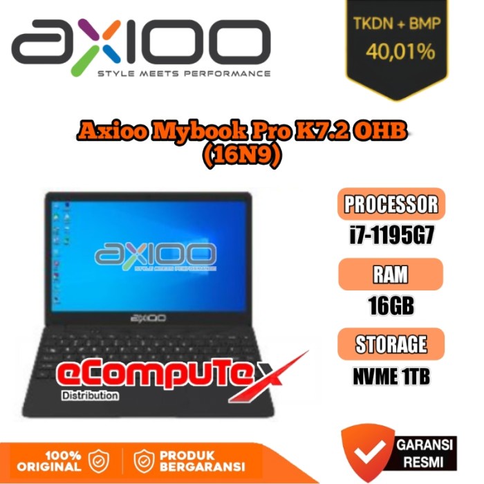 AXIOO MYBOOK PRO K7.2 OHB (16N9) i7 16GB 1TB 14&quot;FHD TKDN GARANSI RESMI