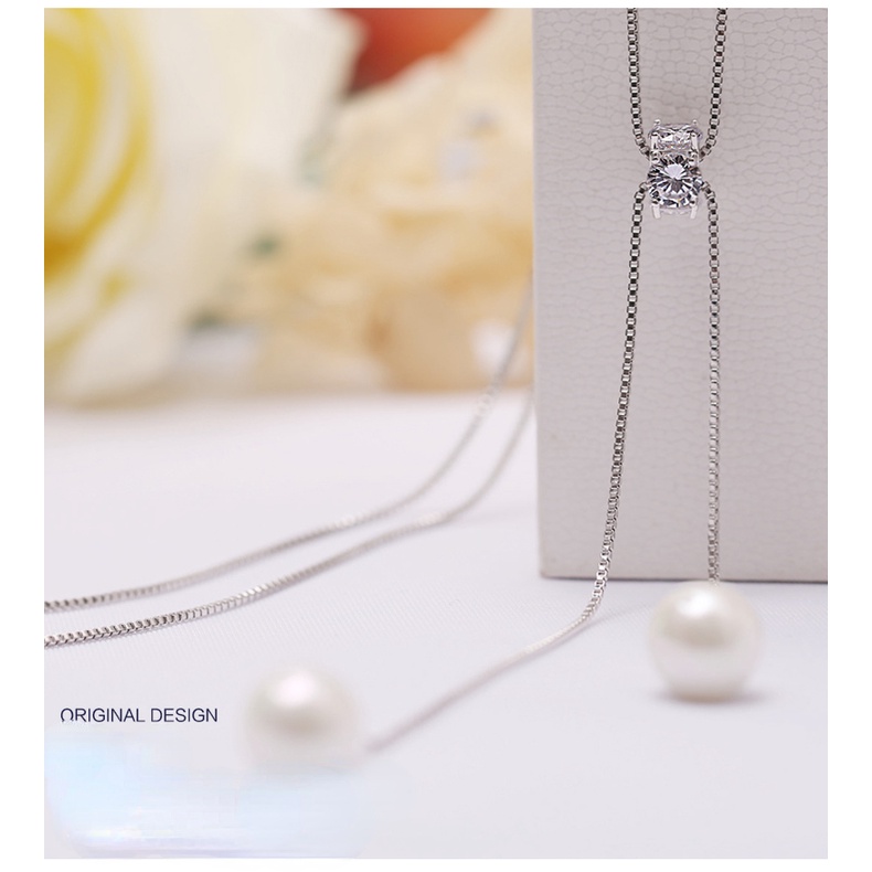 Goldkingdom Fashion Perhiasan Aksesoris Ready Stock Mutiara Sweater Rantai Panjang Sederhana Kalung Wanita Jepang Korea Aksesoris Eropa Dan Amerika Liontin