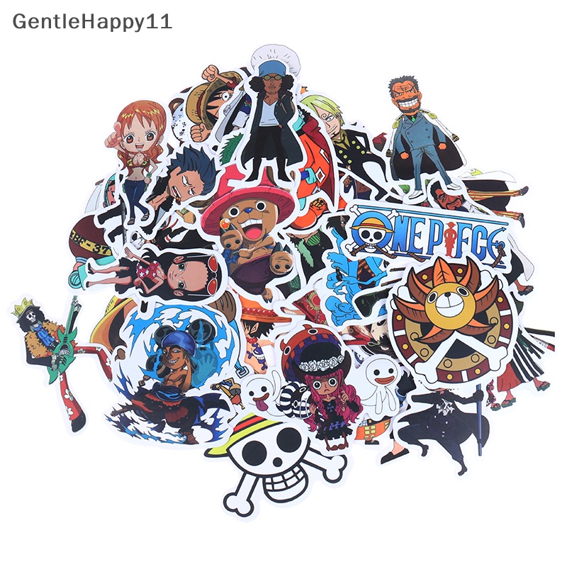 Gentlehappy 50Pcs Anime One Piece Luffy Stiker Mobil Laptop Skateboard Ransel Decals id