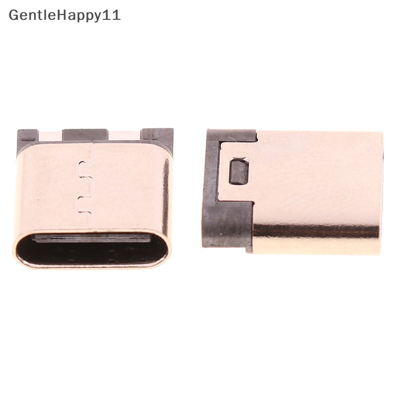 Gentlehappy 10pcs Type-C 2pin Solder Female 3A Soket Arus Tinggi Konektor USB id