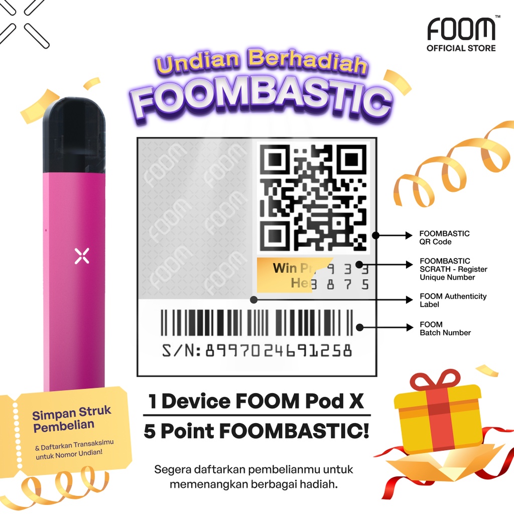 POD X FOOM Hot Pink Bundling - Bubble Gum Capsule ( Free Lanyard)