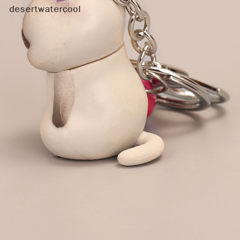 Deid Lucu Kucing Malu Gantungan Kunci Chubby Kitten Keyring Trinket Bag Ornamen Perhiasan Hewan Martijn