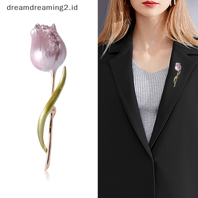 (drea) Bros Tulip Enamel Baru Untuk Wanita Bunga Pernikahan Pesta Kantor Bros Pin Hadiah//