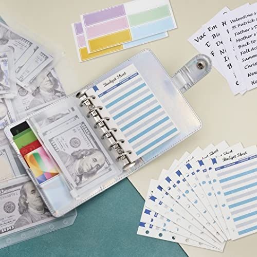 A7 Budget Binder Notebook Dengan 8pcs Zipper Bag Loose Leaf Money Budget Organizer Cash Budget Planner