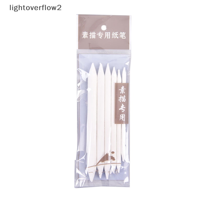 [lightoverflow2] 6pcs/set Blending Smudge Stump Stick Tortillon Sketch Art Arang Gambar Putih [ID]