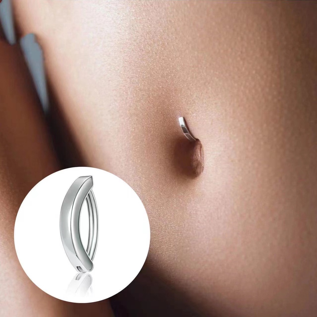 [Hot Sale]bar Piercing Perhiasan Wanita Tubuh Melengkung Perut Anti-Alergi Gadis Goth Stainless Steel Engsel Perut Kancing Cincin Belly Button Rings