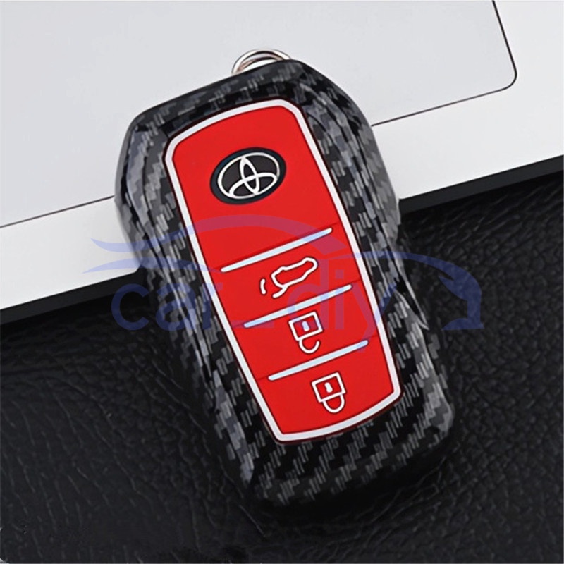 Kasus Kunci ABS Penutup Jarak Jauh Mobil Silikon Gantungan Untuk Toyota Wildlander RAV4 Prado Levin Avalon Fortuner Yaris Camry Corolla Vios Cangkang Pelindung Car Remote Key Case