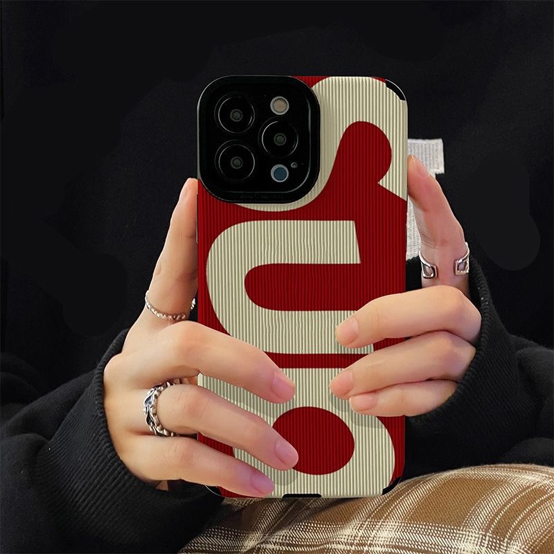 Lamb Skin Fashion Cool Red Sup Soft Case IPhone 6S 7 Plus 8 Plus X XS XR XS Max 11 13 12 14 PRO Max 14 Plus 12 13 mINI SE Phone Case Black for Women GIRL