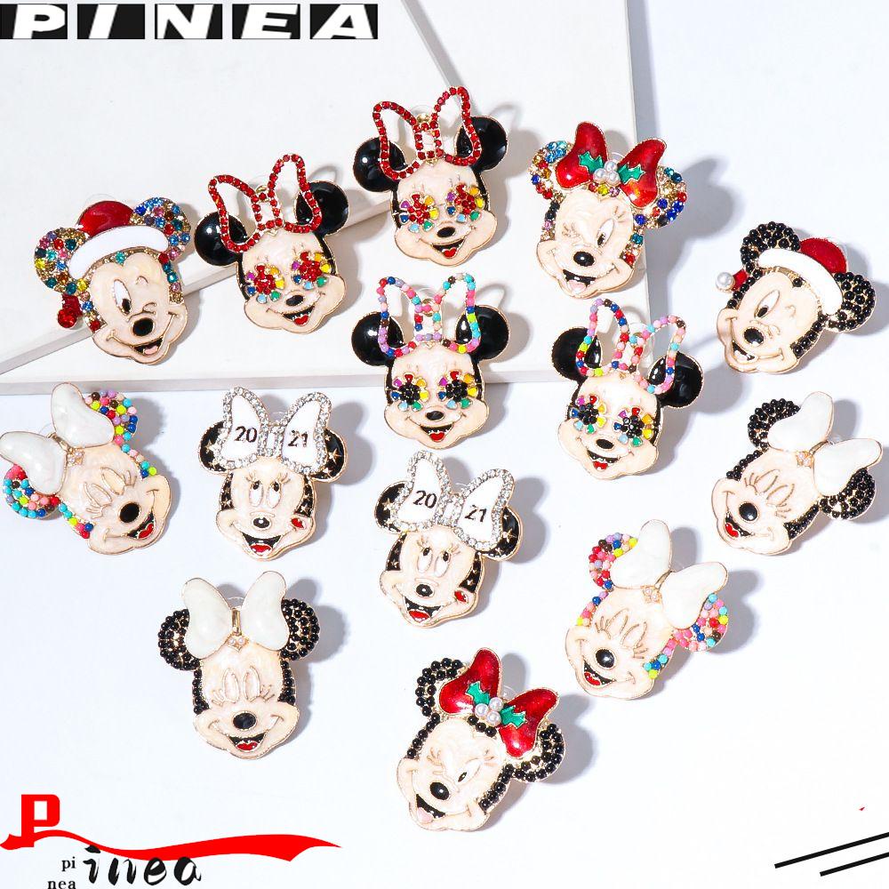 Nanas 1pasang Mickey Stud Earring Fashion Minnie Kartun Eardrop Berlian