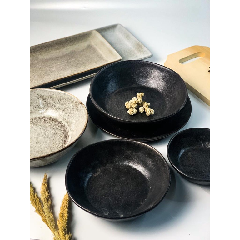 Piring Makan Keramik Gravel Collection Motif Vintage Stone Ukurang Lengkap / Piring Makan Keramik Co