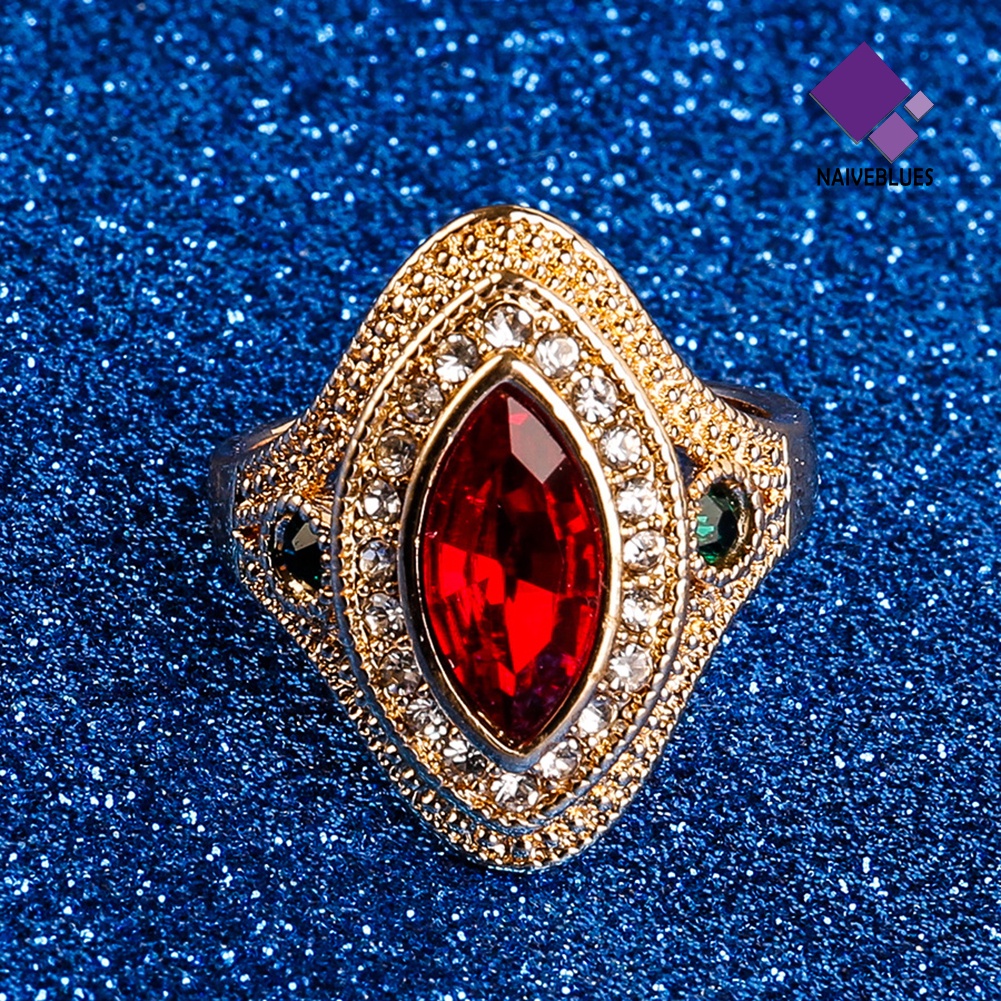 &lt; Naiveblues &gt; Cincin Jari Berlian Imitasi Wanita Vintage Hadiah Perhiasan Pernikahan Pesta7-