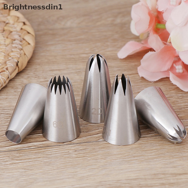 [Brightnessdin1] 5pcs Stainless Steel Icing Piping Pastry Nozzle Cupcake Cream Membuat Set Butik