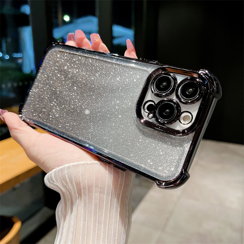 IPHONE Bubuk Flash Gradasi Handphone Electroplating Anti Jatuh Iphone14 13 12 11 Pro Max X Xs Max XR 14 Plus Case Cover