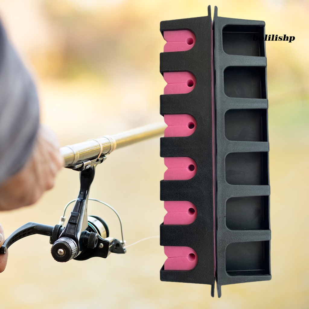 Bo-1 Set Holder Joran Pancing Adjustable 6slot Vertikal Gantung Angling Lure Rod Storage Stand Untuk Outdoor