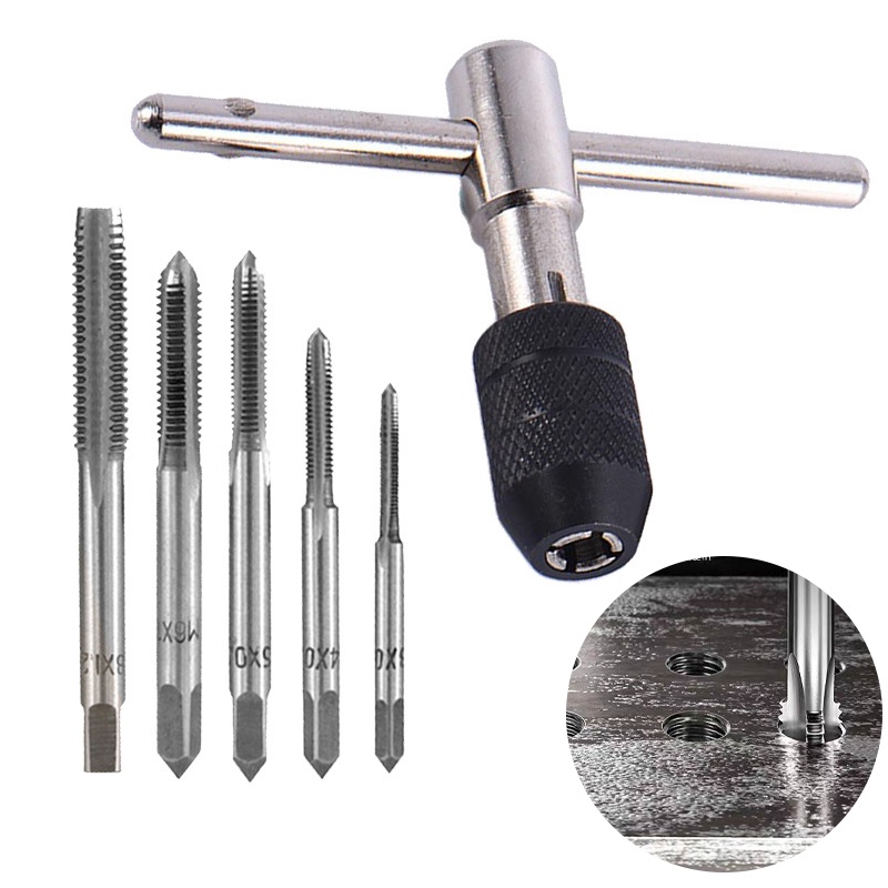 YGRETTE - Alloet Mata Bor Wrench Drill Bit Hand Tapping Twist Bit 6 PCS - H21 - Silver ALAT TAPING TAP MANUAL