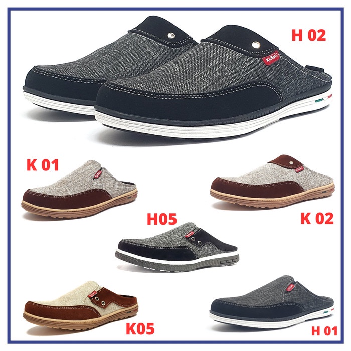 (COD) Sepatu Sandal Selop Sepatu Slop Pria Kickers - Hitam, 42