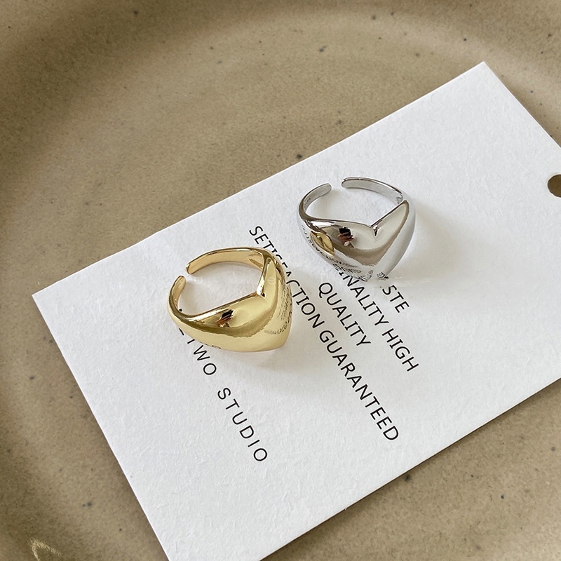 Trendy Cincin Warna Perak/Elegan Sederhana Halus Cinta Hati Cincin/Y2K Vintage Geometris Cincin Wanita Perhiasan Aksesoris