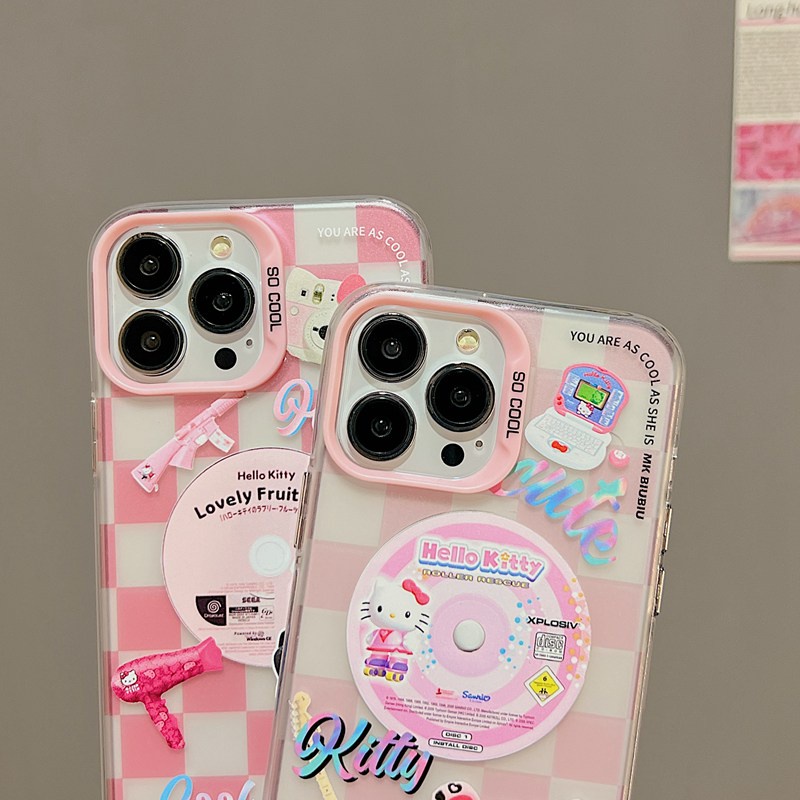 Lovely Hello Kitty Skin Feel Soft Case HP iP iPhone 12 13 14 Pro Max 11 Woman Girl FTD Casing Apple