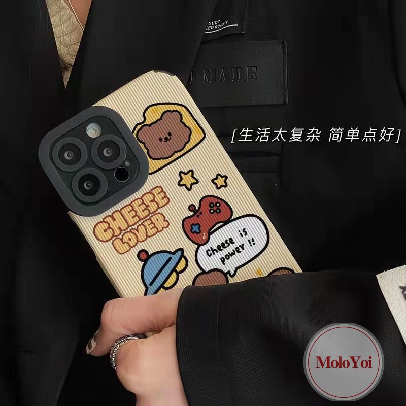 Ins Lucu Kartun Beruang Ponsel Case Kompatibel Untuk IPhone 11 Pro Max 7Plus XR X XS Max7 8 Plus 11 13 12 14 Pro Max Silikon Lembut Shockproof Mewah Tekstur Kulit Tpu Cover