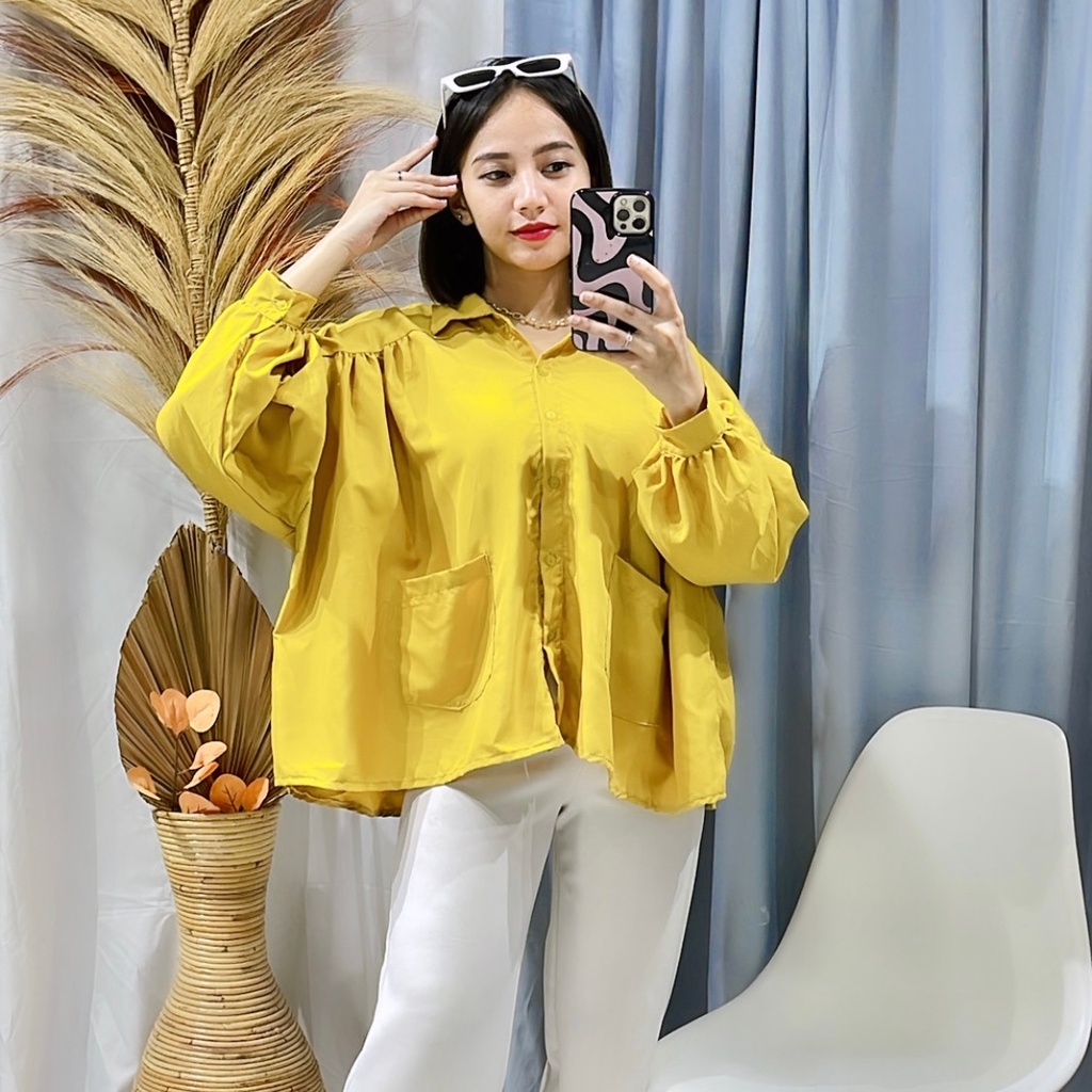 BEFAST - ZRX OOTD WANITA BLOUSE FEBY / ALYA SHIRT / Pakaian Wanita Muslimah Casual / Blouse Polos Lengan Panjang / Outfit Daily Wanita Kerja / Fashion Remaja ABG Trend