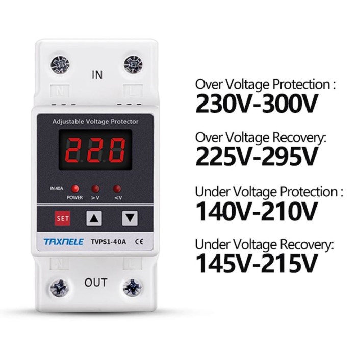 adjustable over atau under voltage protector current arus volt avr