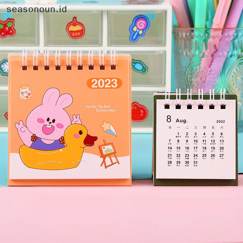 Seasonoun 2023tahun Kelinci Kartun Lucu Kalender Meja Kalender Harian Jadwal Mingguan Planner Agenda Organizer Alat Tulis Halaman Putar Kalender Abadi.