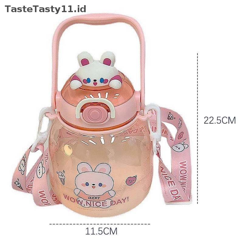 Tastetasty 1.3L Portable Kawaii Bear Cup Tumbler Dengan Sedotan Lucu Botol Air Kapasitas Besar Mug Outdoor Sport Minum Ketel Untuk Anak Perempuan.