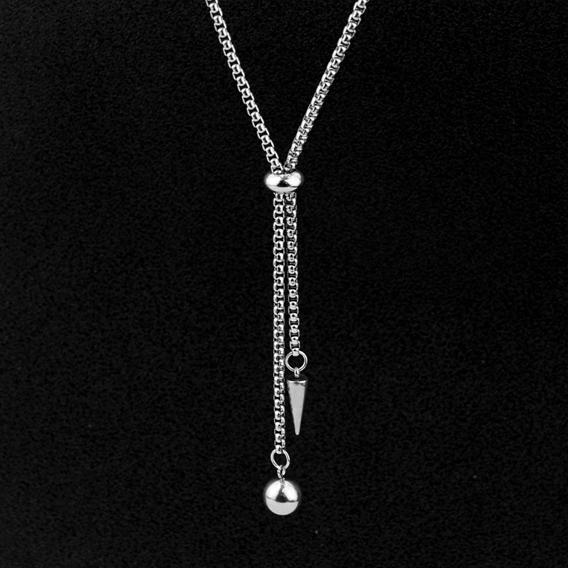 Bola Bulat Awl Liontin Pesona Kalung Stainless Steel Kalung Untuk Wanita Pria Link Rantai Statement Choker Rumbai Adjustable Hadiah