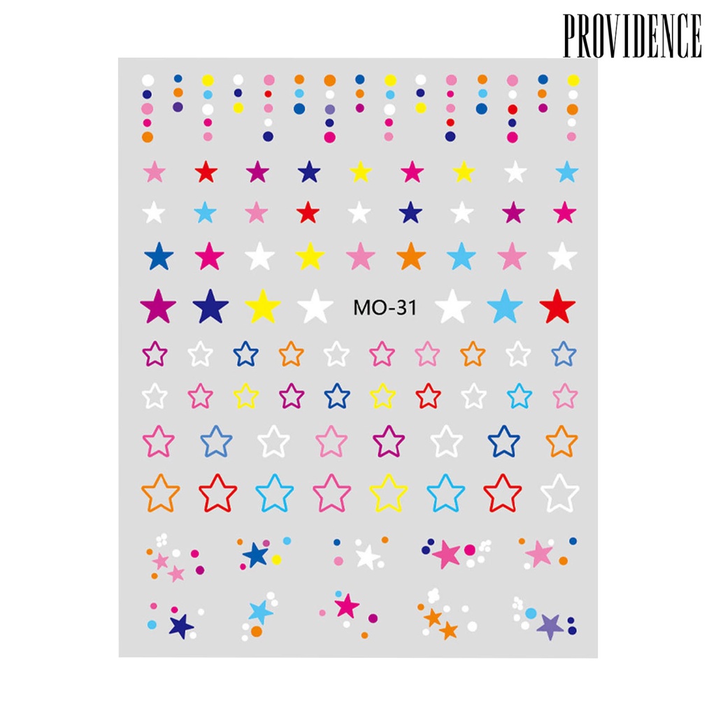 Providence Timbul 5D Stiker Kuku Nail Art Desain Mudah Menghapus Warna Macaron Hati Bintang Dot Pola Manicure Art Decal