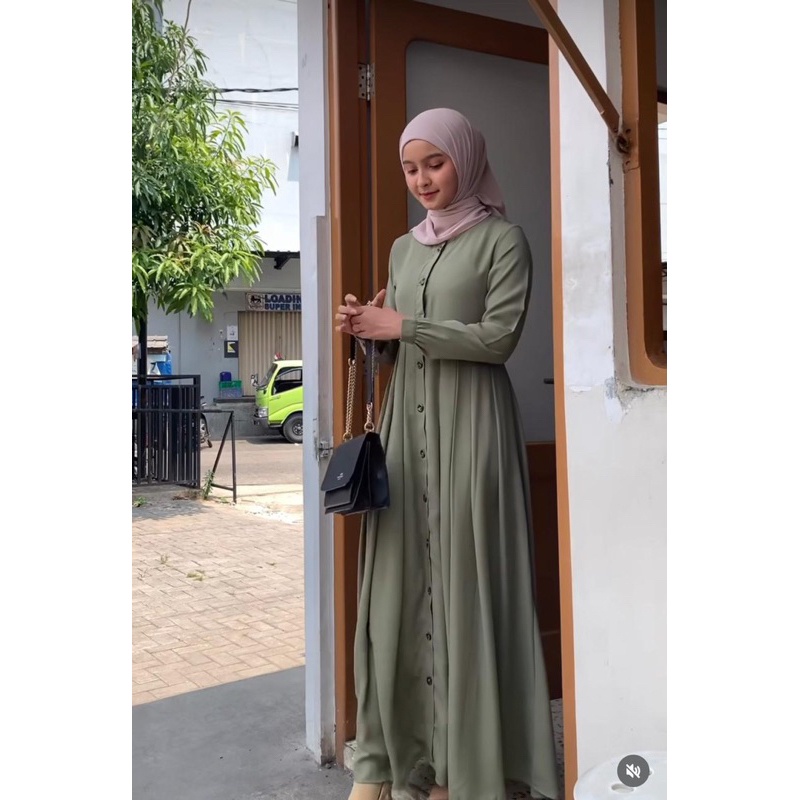 𝐏𝐆𝐌𝐓 • ANJANI DRESS CRINKLE AIRFLOW PREMIUM GAMIS KANCING FULL HIDUP / DRESS MUSLIMAH RINJANI